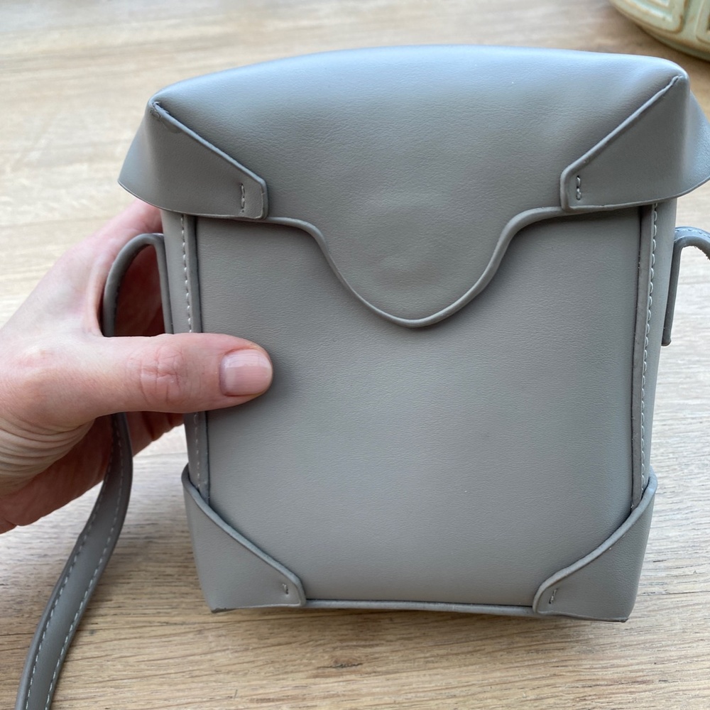 NWT Neutral Minimalist Faux Leather Mini Crossbody Bag
